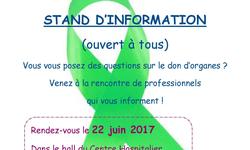 Affiche stand Journee Don d'organes 22.06.17